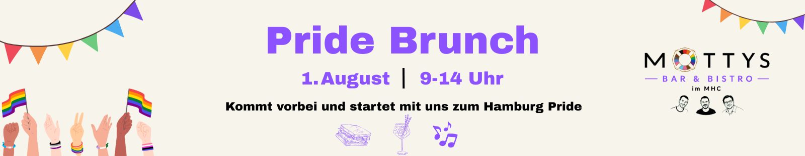 Banner mit Einladung zum Pridebrunch im mhc